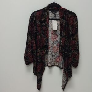 XXL Jules & Leopold Black and Red Cardigan with Floral Pattern. NWT